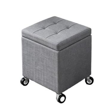 Imagem de Puff Baú Sapateira Bau Organizador Para Quarto Com Rodízios Móveis Para Quarto Baú Retangular Banquinho Puff Decorativo Organizador Guarda Brinquedos Assento(Gray,23.6" x 15.7" x 18.1")