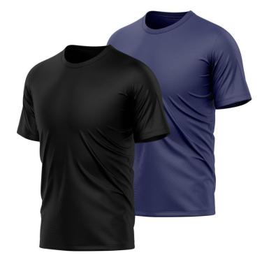 Imagem de Kit 2 Camisetas Masculina Dry Manga Curta Proteção UV Slim Fit Básica Academia Treino Fitness-Masculino