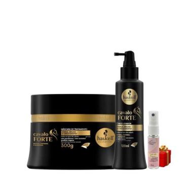 Imagem de Kit Cavalo Forte 1 Máscara 300ml 1 Tônico 120ml Haskell + Presente Lou