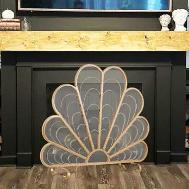 Imagem de Tela de lareira em forma de pena de pavão - protetor de fogo decorativo leve, barreira de chama de malha preta e amarela fosca, proteção contra faíscas para decoração de casa