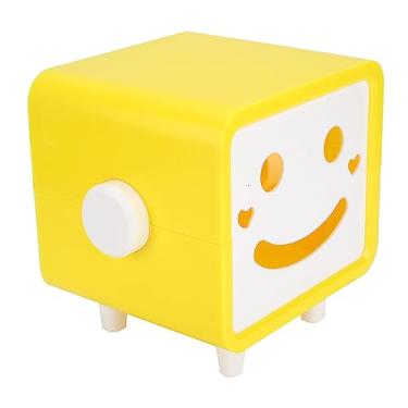 Imagem de Suporte para caixa de tecido Padrão de desenho animado Material ABS Caixa de armazenamento de toalha de papel Organizador de guardanapo para sala de estar Quarto Mesa de (Amarela)