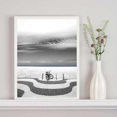 Imagem de Quadro Rio Janeiro Bicicleta Copacabana 24X18Cm Moldura Pret