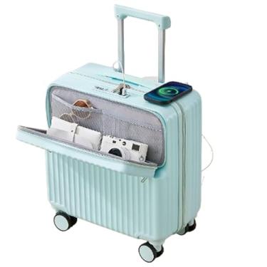 Imagem de Mala com porta de carregamento, porta-copos multifuncional para viagens e viagens de negócios, Verde (mint), 20 inches