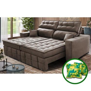 Imagem de Sofá Retrátil E Reclinável 2,20m Molas Ensacadas E Costura Tripla Cama Inbox Japão Velusoft Castor