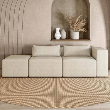 Imagem de Sofá 4 Lugares 283cm com Puff Esquerdo Fay Linho Off White Z55   - Mpozenato