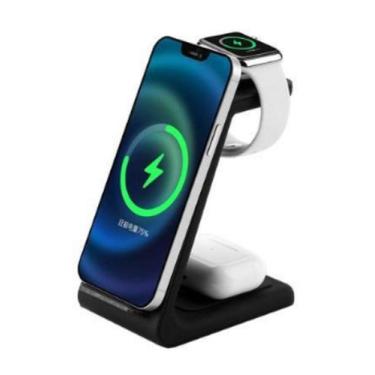 Imagem de Carregador Por Indução Estação 3 Em 1 Tecnologia QI - hRebos