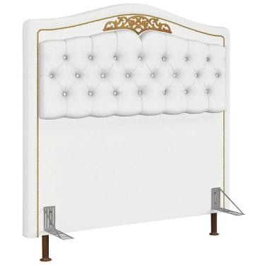 Imagem de Cabeceira Cama Box Casal King 195cm com Tachas Imperial J02 Sintético Branco - Mpozenato