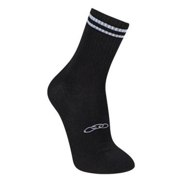 Imagem de Meia Olympikus Cano Longo Comfy Feminina, Preto, Branco, 33/38
