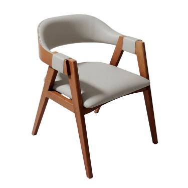 Imagem de Cadeira de Jantar em Madeira Lina Estofada Couríssimo Palha CCS