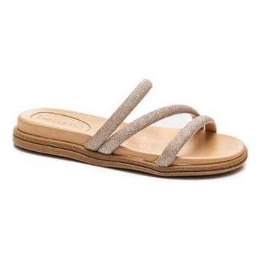 Imagem de Sandalia Rasteirinha Papete Feminina Beira Rio Glitter Brilho Conforto-Feminino