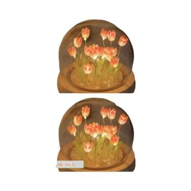 Imagem de Luz Noturna LED De Flor De Tulipa Artificial Feita À Mão, Decoração De