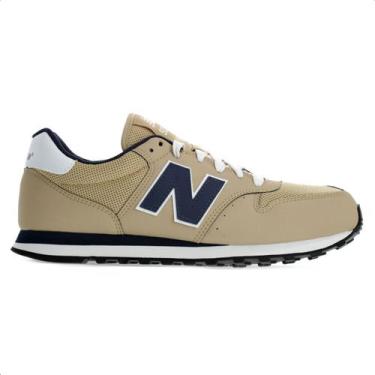 Imagem de Tênis New Balance 500V2 Bege e Marinho - Masculino, 40, Bege