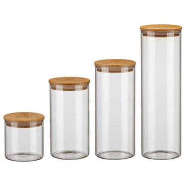 Imagem de Kit Potes De Vidro Herméticos Tampa Bambu 4 Unid Electrolux, 500ml, 1,