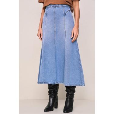 Imagem de SAIA MIDI LADO AVESSO JEANS AZUL MEDIO-Feminino