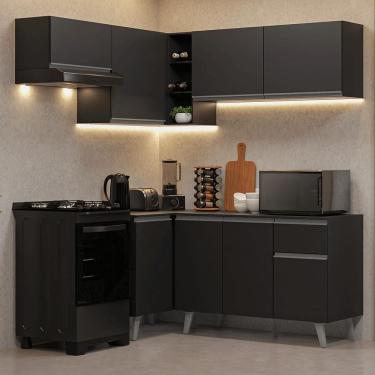 Imagem de Armário de Cozinha Completa de Canto 325 cm Preto Nice Madesa 06
