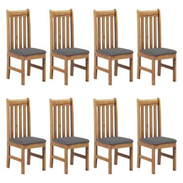Imagem de Kit 8 Cadeiras Madeira Maciça com Assento Estofado Bielefeld Nogueira/Cinza