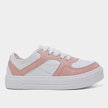 Imagem de Tênis Infantil Molekinha Menina, Branco, Rosa, 33