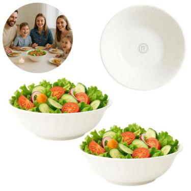 Imagem de 2 Tigelas Melamina Branca 1,3L Saladeira Profissional 23cm - Cascavel