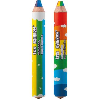 Imagem de Lápis de Cor Tris Super Jumbo Rainbow com Corpo Redondo em Madeira e Mina Grossa 10MM 0...
