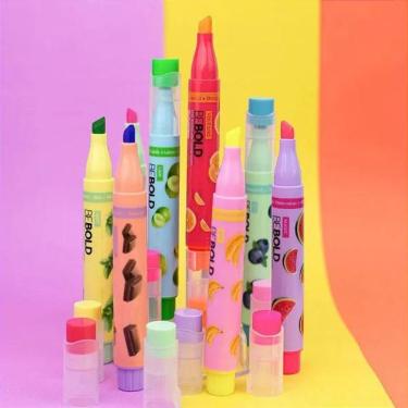 Imagem de Kit Marca Texto Newpen Be Bold Frutas com Aroma Agradável e Cores Vibrantes 10 Unidades
