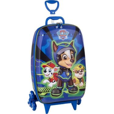 Imagem de Mala Infantil 20L em Poliéster com Estampa 3D e Rodinhas Modelo Harry Patrulha Canina com Puxador Ajustável Azul