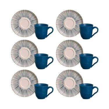 Imagem de Conjunto de Xícaras e Pires para Café Bio Elemento Cinza em Stoneware Esmaltado para Mesa Posta Elegante Porto Brasil