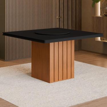 Imagem de Mesa De Jantar Quadrada Com Tampo Giratório 8 Lugares Multimóveis Cr50231 Cinamomo-preto