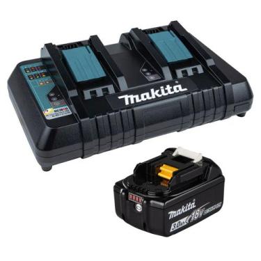 Imagem de Kit Carregador Duplo DC18RD 127V + 1 Bateria 18V 3Ah - MAKITA