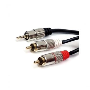 Imagem de Cabo de Áudio Cabo P2 Estéreo X 2 Rca Metal 1.8m para Som com Conectores Metálicos NWT