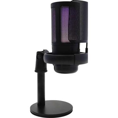 Imagem de Microfone Gamer Condensador RGB Preto com Conector Monitoramento USB T