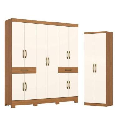 Imagem de Guarda Roupa Casal 10 Portas 02 Gavetas B384 com Armário Multiuso Marg