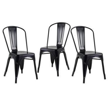 Imagem de Kit 3 Cadeiras Laráz Iron Tolix industrial Preto Semibrilho - Laraz