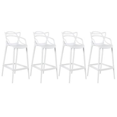 Imagem de Kit 4 Banquetas Laráz Master Allegra 76 cm - Branco - Laraz