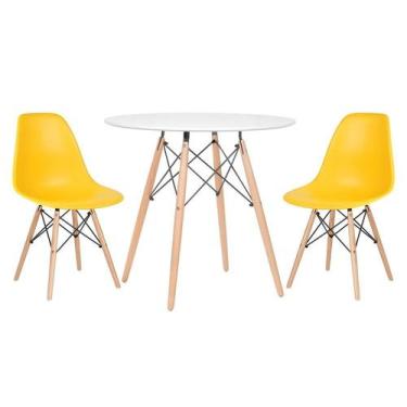 Imagem de Laraz, Conjunto - Mesa Eames 80 cm branco + 2 cadeiras Eames Eiffel Ds