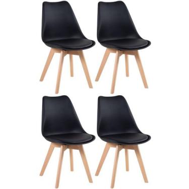 Imagem de Kit 4 Cadeiras Laráz Leda com Assento Estofado - Preto - Laraz