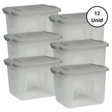 Imagem de Kit 12 Potes Organizador Cinza 3L Com Tampa - GIOTTO