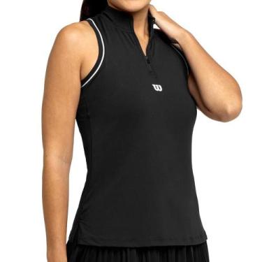 Imagem de Regata Wilson Tour Zip Tank Preto, G