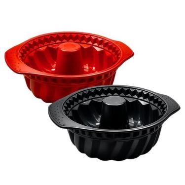 Imagem de Kit 2 Assadeira Antiaderente Redonda Alça Pudim Molde Forno Doces Form