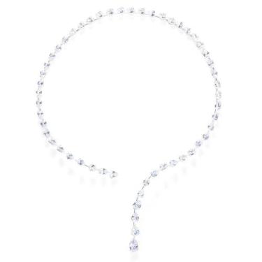 Imagem de Colar Choker Feminino Moderno Com Zircônia Em Gota De Água, Corrente D