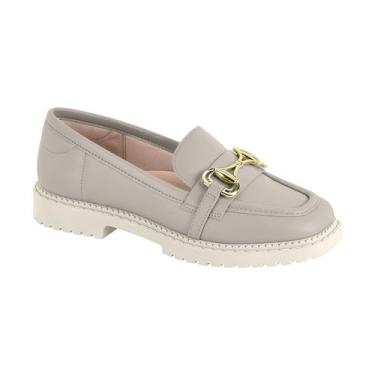 Imagem de Sapato Mocassim Feminino Moleca Loafer Fivela Clássico, Cinza, 35