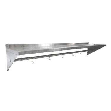 Imagem de Prateleira de Inox Lisa com 4 Ganchos Mão Francesa 1,20X0,40 Frigopro