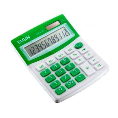 Imagem de Calculadora de Mesa Elgin MV4126 Visor LCD 12 Dígitos com Memória e Cálculo de % Verde