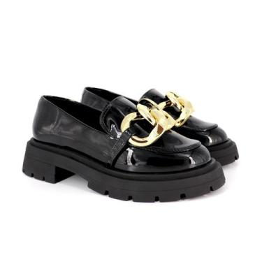 Imagem de Mocassim Feminino Tratorado Atlanta com Detalhes de Corrente Ouro - Ma