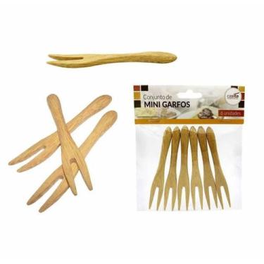 Imagem de Conjunto De Mini Garfos 6 Peças Em Bambu 9X1,2 cm - Casita