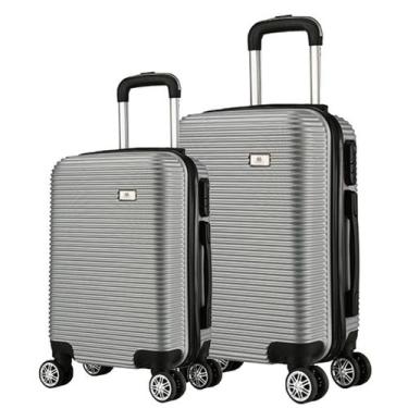 Imagem de Kit 2 Mala de Viagem rodas 360º AC32 Grande e Media - EAGLE, Prata