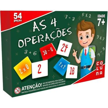 Imagem de Brinquedo Pedagógico as 4 Operações 54 Peças com Cards Coloridos para Matemática Coluna