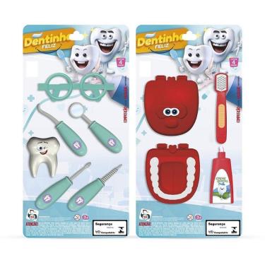 Imagem de Brinquedo Educativo Dentinho Divertido Pequeno de Faz de Conta com Acessórios Odontológicos Pica Pau