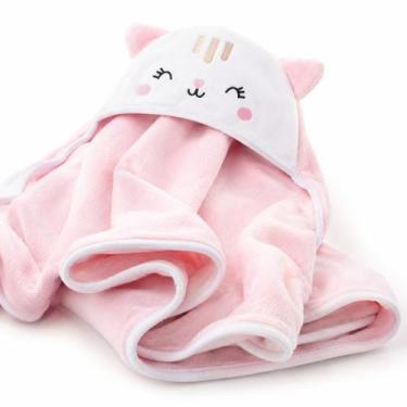 Imagem de Toalha Bebê Com Capuz Bordado Rosa 90x80 Enxoval Presente Maternidade 