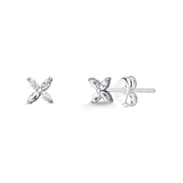 Imagem de Brinco Trevinho 1,5mm Moissanite Prata 925 com Ródio - Lauáry Joias