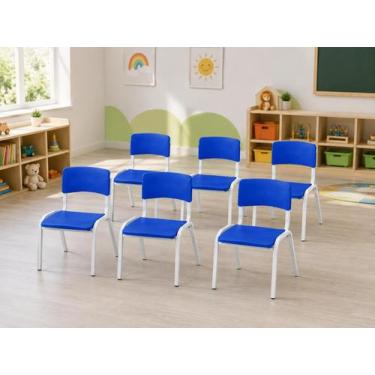 Imagem de Kit 6 Cadeira Iso Infantil Azul Escolar e Creche - Ecomhome